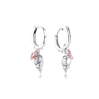 heart conch shell hoop earrings 925 sterling silver jewelry for woman make up fashion female earrings party jewelry