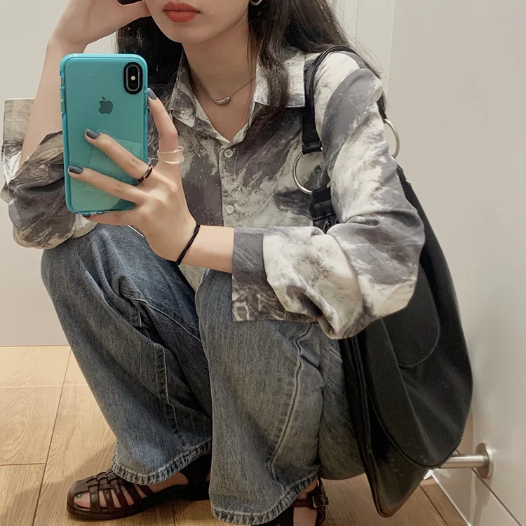 

Женские рубашки с принтом МАЗ, винтажные шифоновые рубашки с узелком