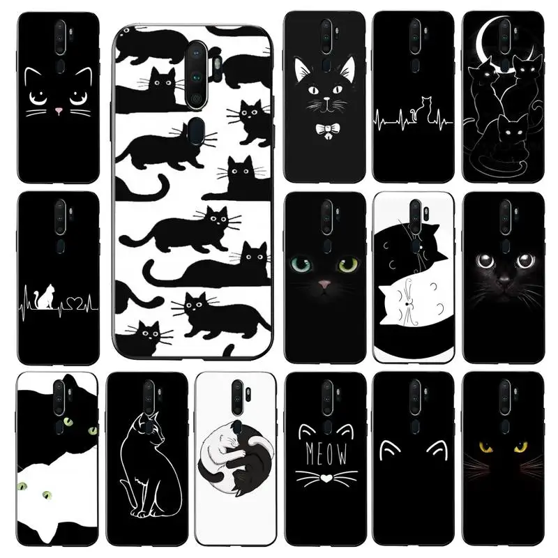 

LVTLV White Black cat art Phone Case for vivo Y91C Y11 17 19 53 81 31 91 for Oppo a9 2020