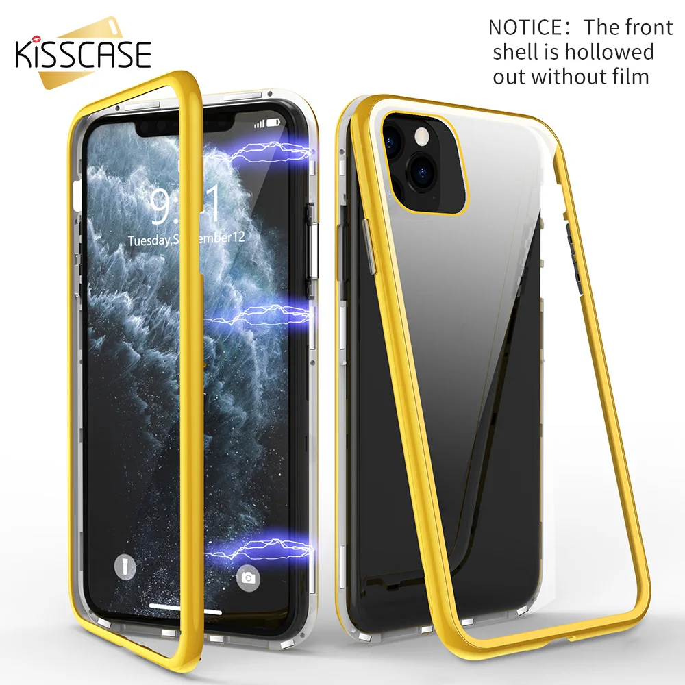 Магнитный стеклянный чехол KISSCASE для iPhone 11 Pro Max Xr 7 8 Plus Xs чехлы телефонов