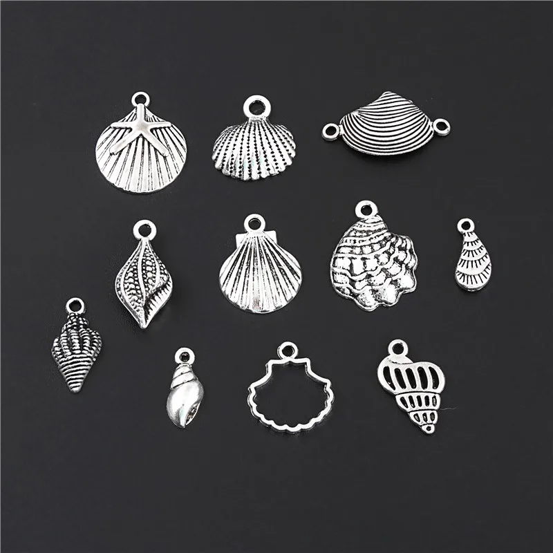 22 шт. смешанные Серебристые морские ракушки искусственная богемная подвеска с