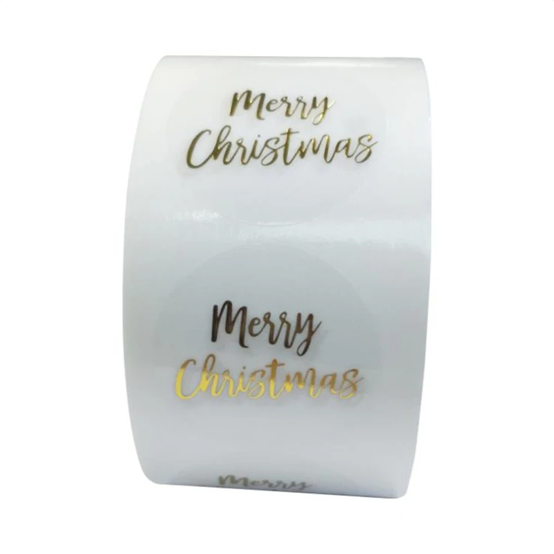 

50PCS Transparent Adhesive Labels Thank You Sticker Gold Seals PET Merry Christmas Stationery Supply Decoration Scrapbook 1inch