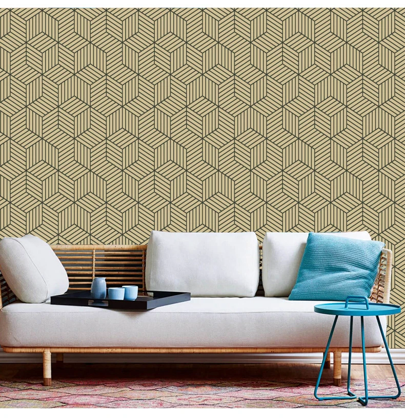 

Black And Beige Geometry Stripped Hexagon Peel And Stick Wallpaper Black Stripes Self Adhesive Wallpaper For Bedroom Wall Decor