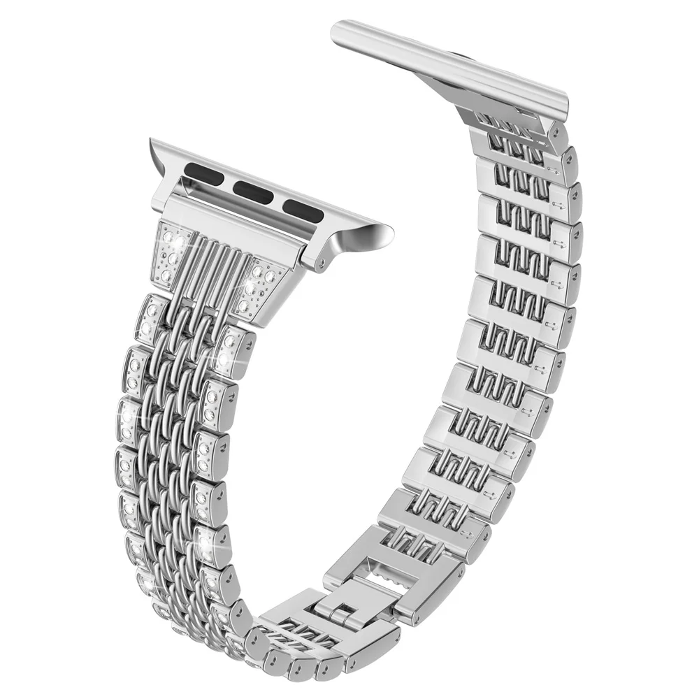 Металлический Блестящий ювелирный ремень для Apple Watch Band 5 38 мм 42 Женский браслет
