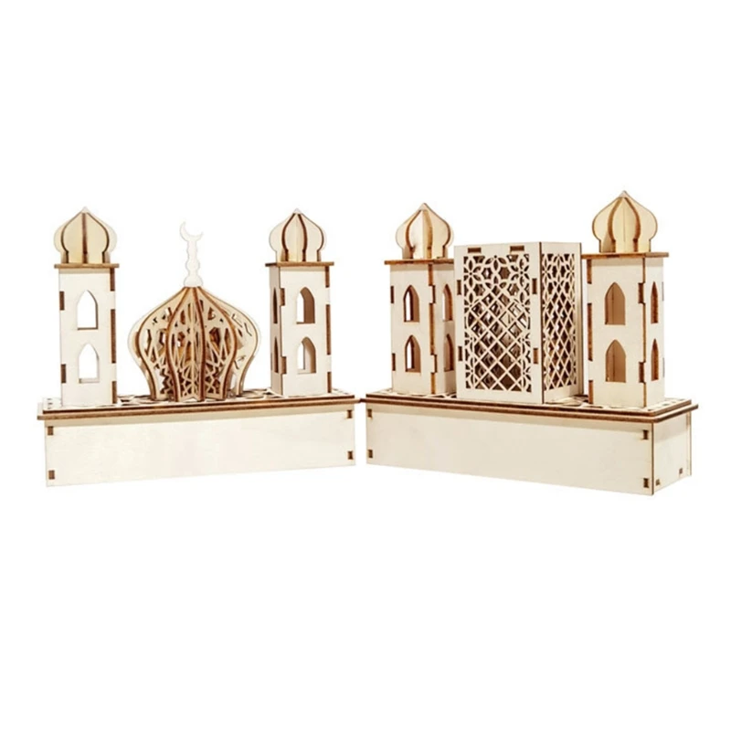

Muslim Festival Wooden Lighthouse LED Lamp Night Light Ramadan Eid Mubarak Decor
