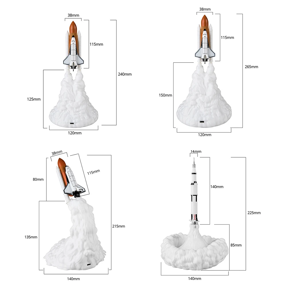 

3D Printing Rocket Moon Light USB Rechargeable Space Shuttle Lamp Smart Home LED Night Light Table Lamp Space Lovers Birthday