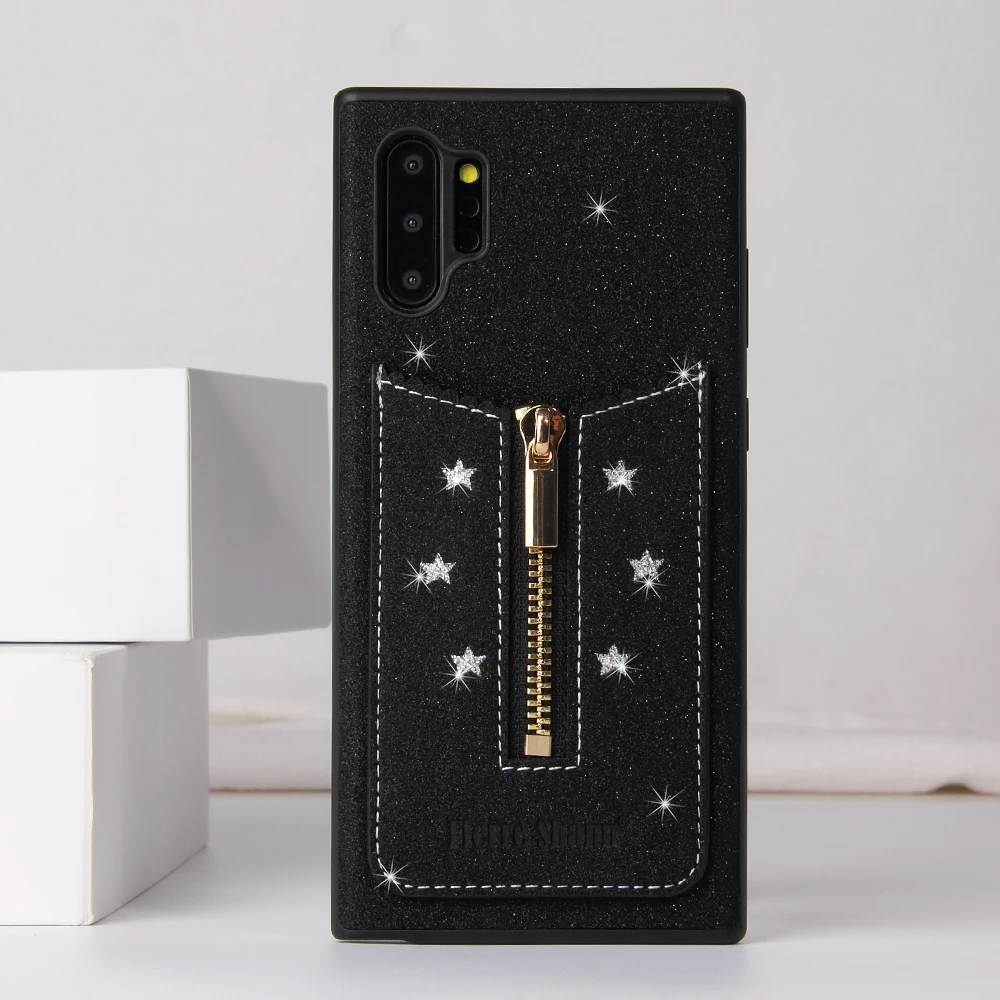 Модный чехол из мягкого ТПУ и поликарбоната для Samsung Galaxy Note 10 Plus блестящий