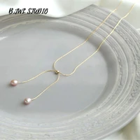 popular natural freshwater elliptical glare micro small pearl 14k gold filled can adjust longclavicle chain female birthday gift