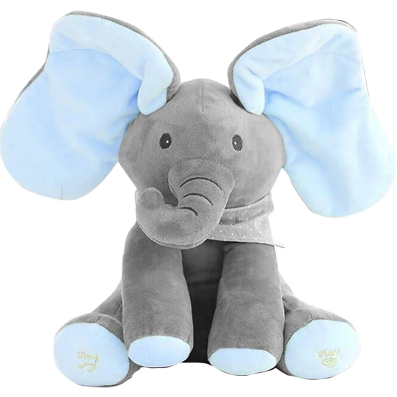 Cute Plush Peekaboo Elephant Talking Electric Toy Hide And Seek Elephant Doll Toy for Baby Soothing Toy Children Kids Gifts