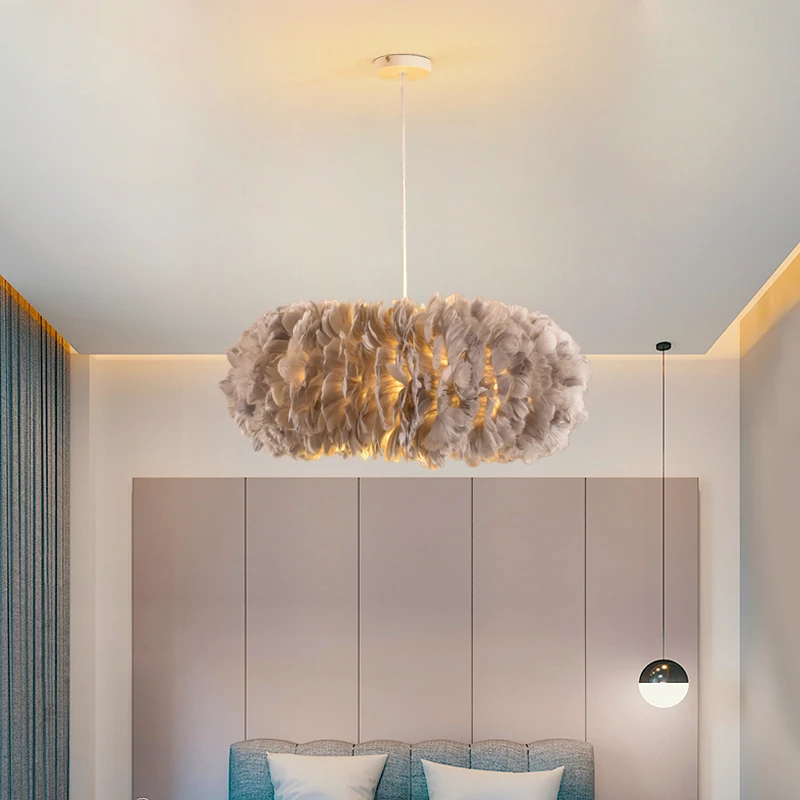 

A Modern Feather Pendant Lighting For Bedroom/Living Room Art Decor Pendant Lamp Home Indoor Nordic Brief Light Fixture