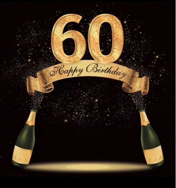 Фон для фотосъемки с изображением золотого шампанского на тему дня рождения |