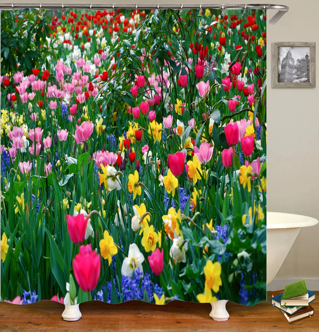 Занавеска для душа с изображением лаванды 12 крючков|Шторы душа| |