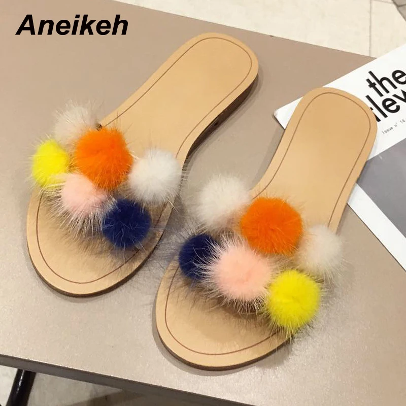 

Aneikeh Summer Sapatos Das Mulheres Casual Round Toe Short Heels Shallow Basic Flock Leisure Solid Apricot Size 34-40 Fashion