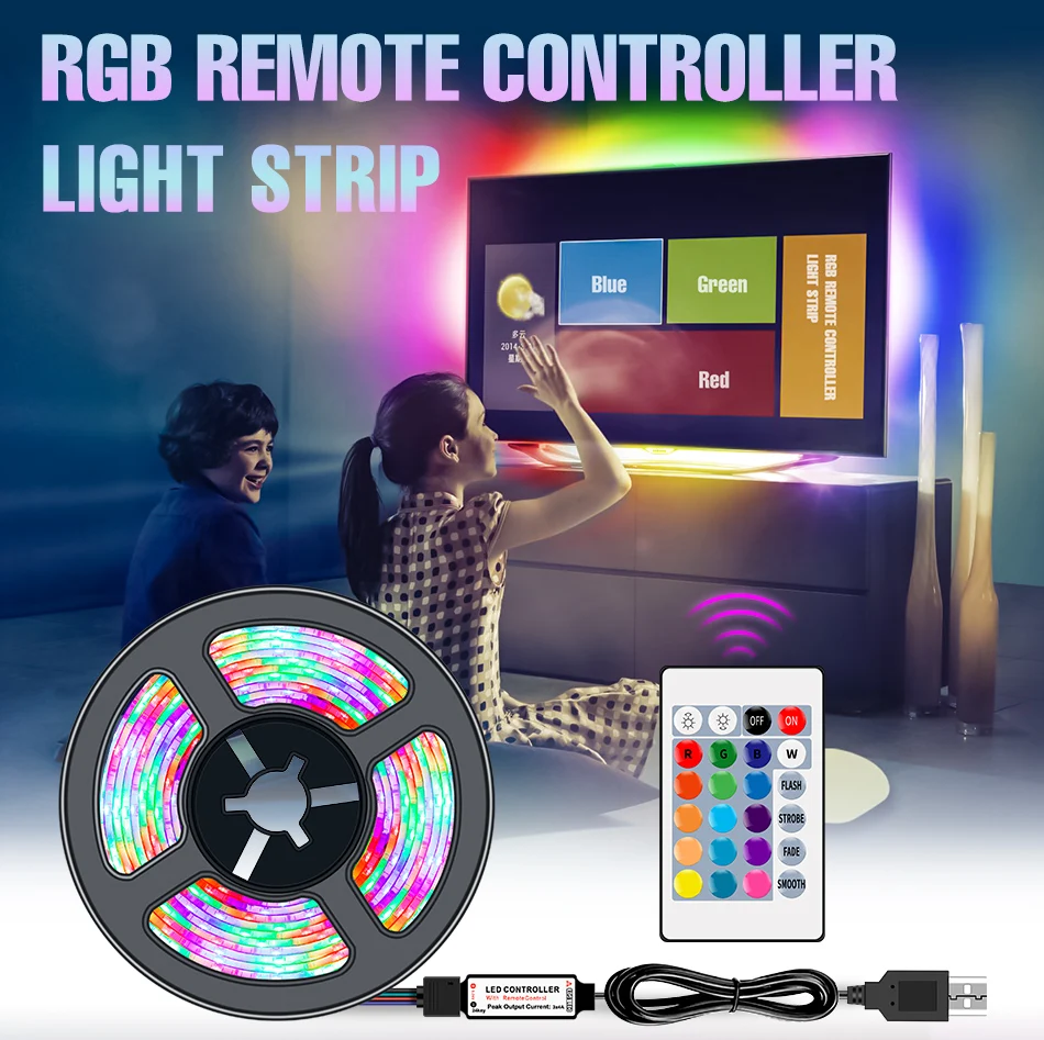 220V Светодиодные ленты RGB ТВ Подсветка 110V US/EU Plug 0,5 м~ 5 м 2835 5V USB Светодиодные ленты светильник с пультом дистанционного управления Ambi светильник лампа веревка мигающий