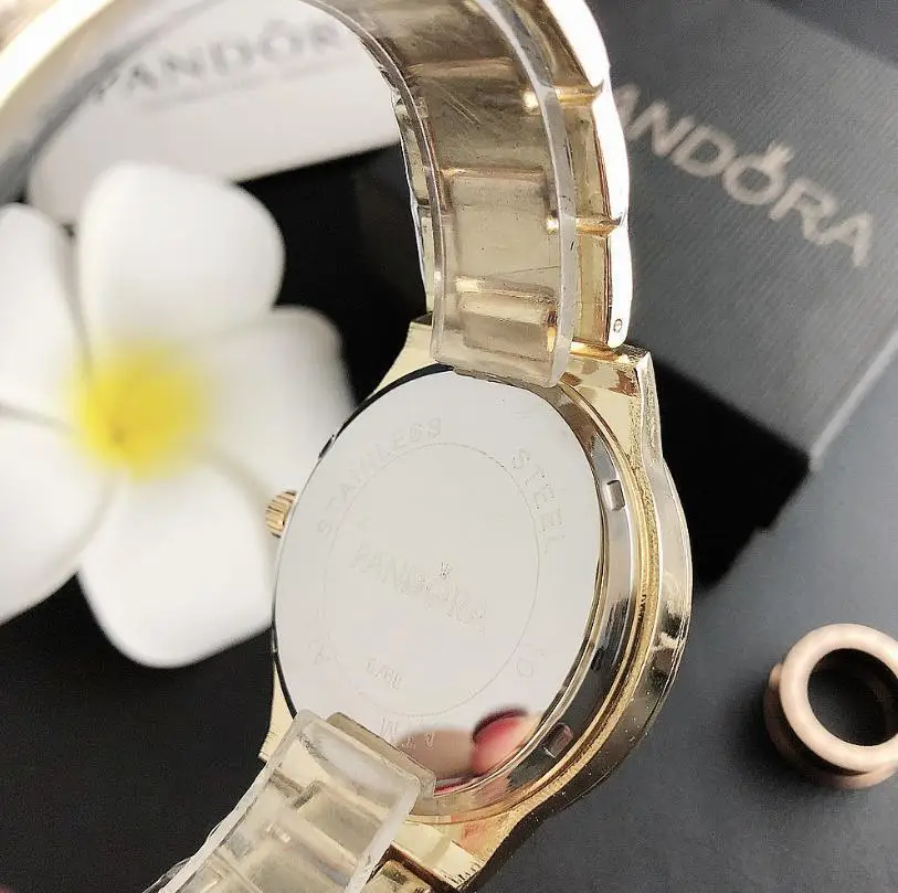 

Luxury brand Quartz Wrist Dress Women Watches Silver Bracelet Ladies Watch Stainless Steel Clock Casual pandoraes Watch P35