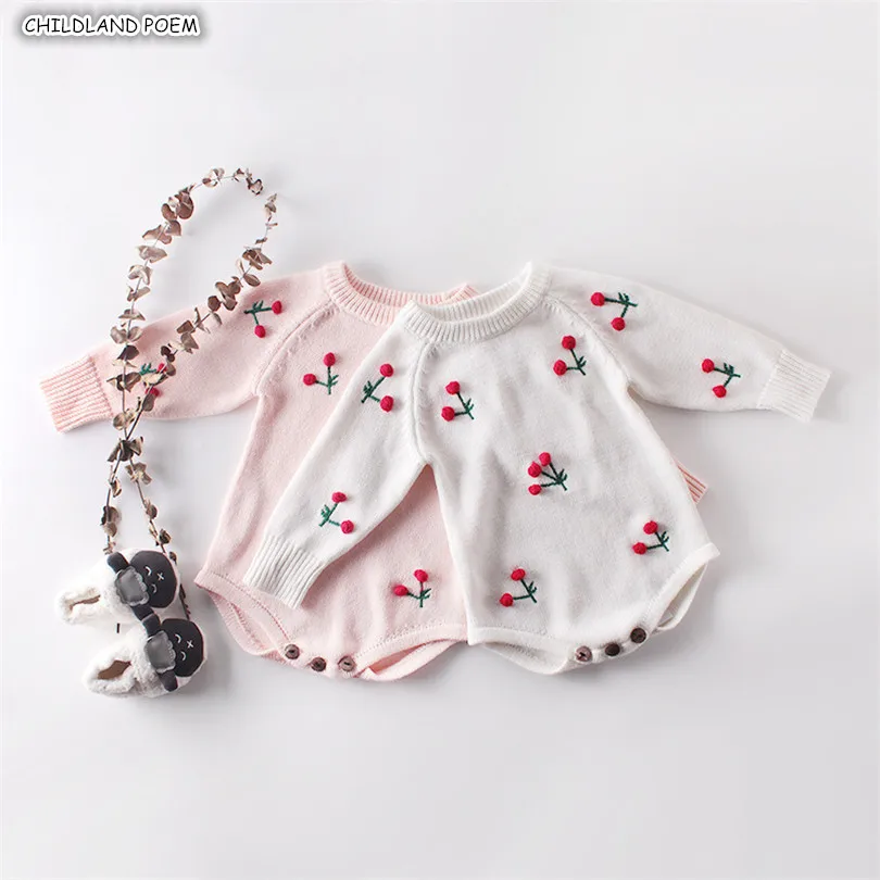 Комбинезон для маленьких девочек Осенний комбинезон новорожденных вязаная