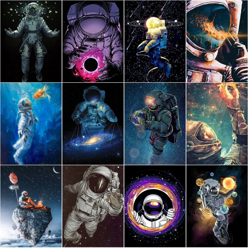 

Brand New 5D Diamond Science Fiction Spaceman Picture Cross Stitch Kit Full Drill Embroidery Living Room Decor Handmade Gift