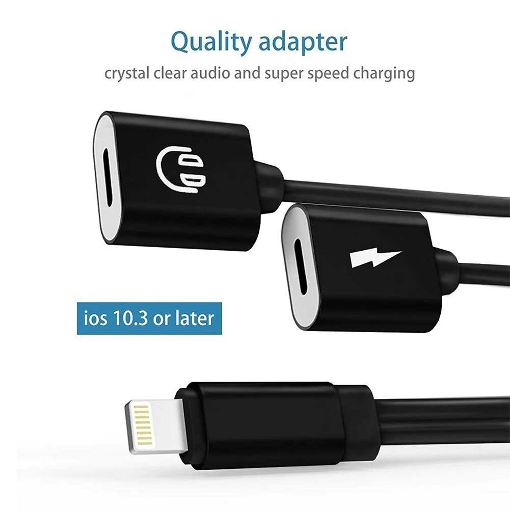 

2 in 1 Lightning Charger width Double Faced Satin Ribbon Data Charging Line for Dual Lightning Headphone Audio & Charge Adapte