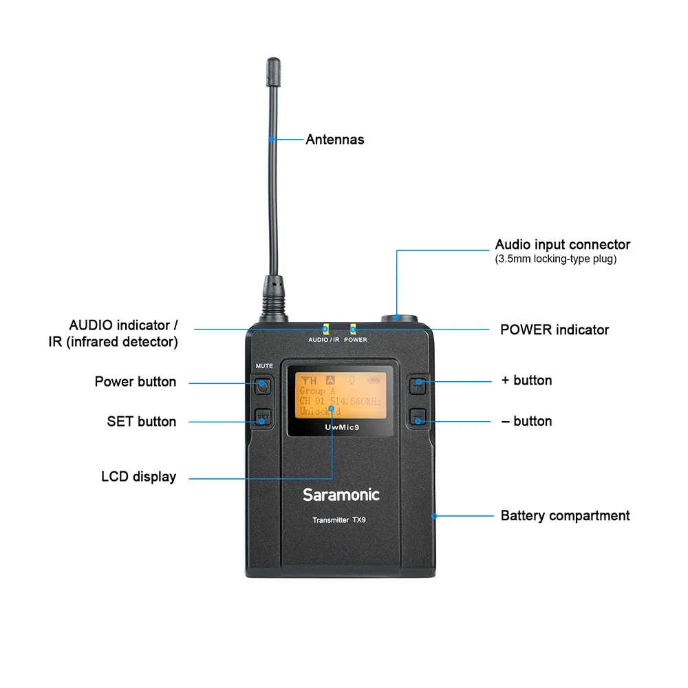 Новинка беспроводная петличная микрофонная камера Saramonic UwMic9 UHF передатчики и