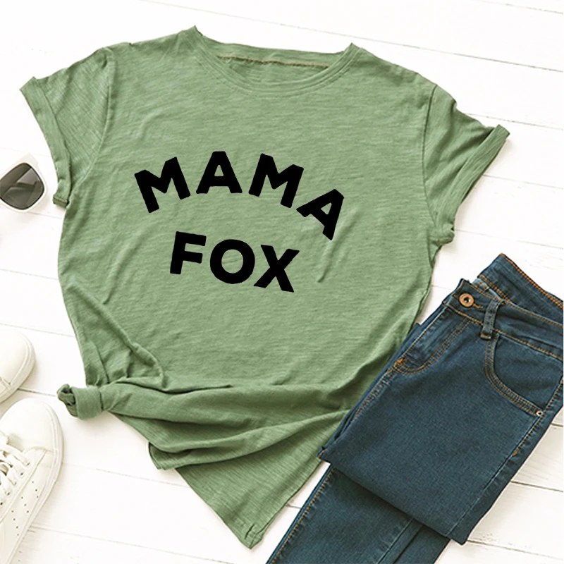 ZBBRDD Mama Fox/футболки, подарочные футболки на день матери, забавные креативные милые хлопковые футболки с буквенным принтом для женщин - Цвет: Зеленый