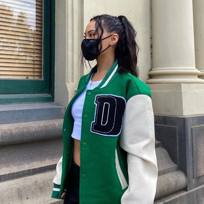 

Vintage baseball uniform jacket female winter Woman clothes women sweetshirts tracksuit Kawaii Women's jacketpilot thin jacket