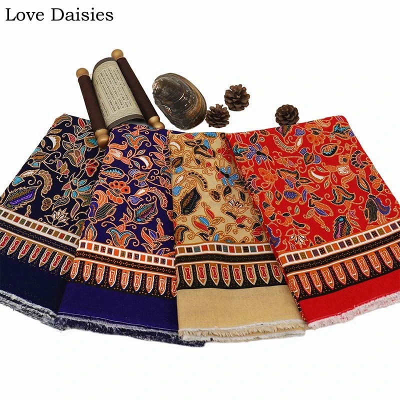 Этническая ткань с цветочным принтом хлопковая и льняная ткани для скатертей