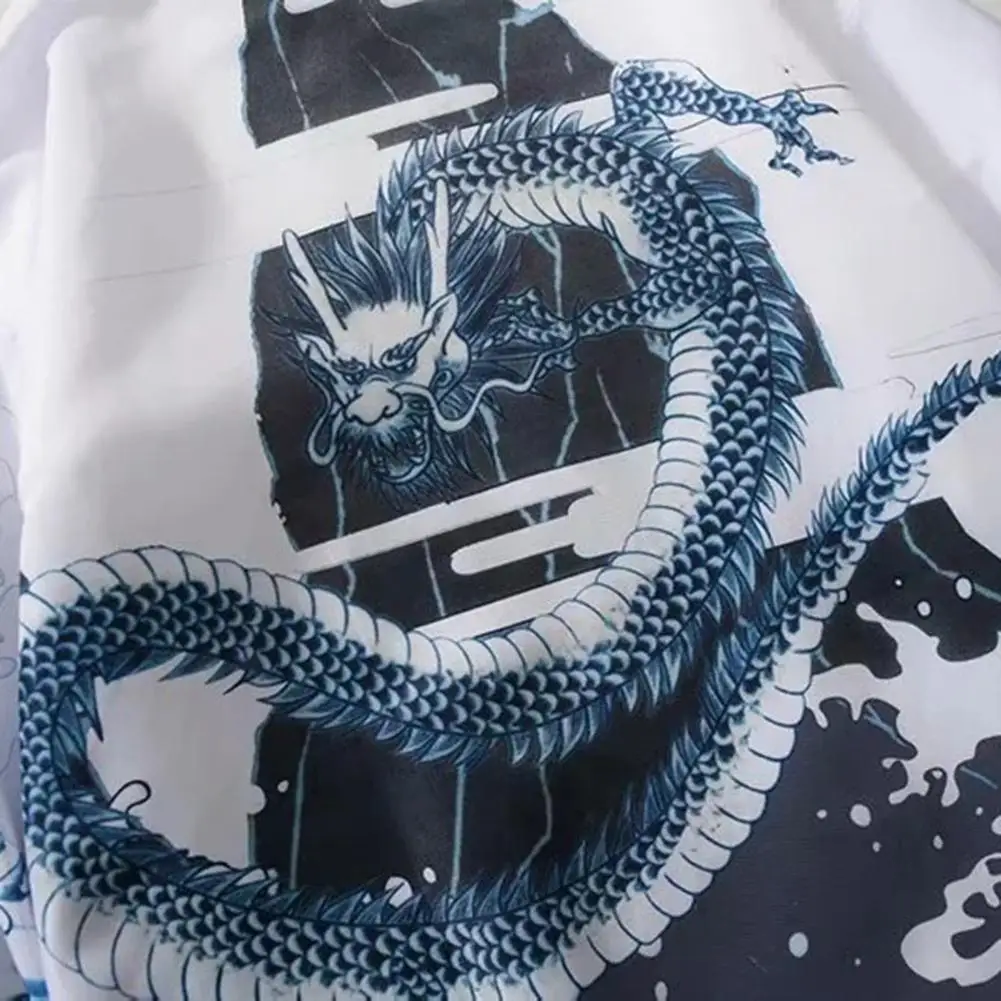 

Men Shirt All-match Fashion Daily Casual Chniese Style Wave Dragon 3/4 Sleeve Open Front Kimono Yukata Cardigan Coat Shirt Top