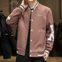 solid color casual mens jacket long sleeved single breasted large size baseball uniform