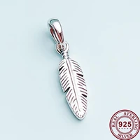 100 925 sterling silver charm creative dream catching feather pendant fit pandora women bracelet necklace diy jewelry