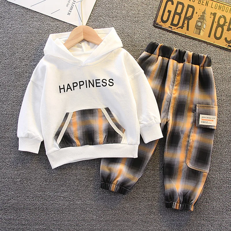 

Baby boy clothes set spring/autumn letters hooded sweater trousers 2-piece suit boys casual sweater suit children's clothing
