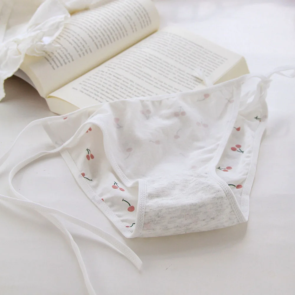 Bandage Panties Women's Underwear Cherry Seamless Panties For Women DIY Tie Bow Kawaii Lingerie For Loli Girl