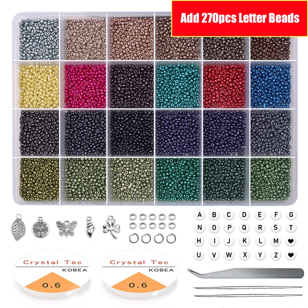 

DIY Glass Seed Beads Small Beaded Bracelets Necklaces Earrings Jewelry Crafts For Holiday and Birthday Gift Making