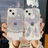 cute glitter totem love heart phone case for iphone 13 12 11 pro xs max xr x 7 8 plus soft silicon bling clear back cover coques