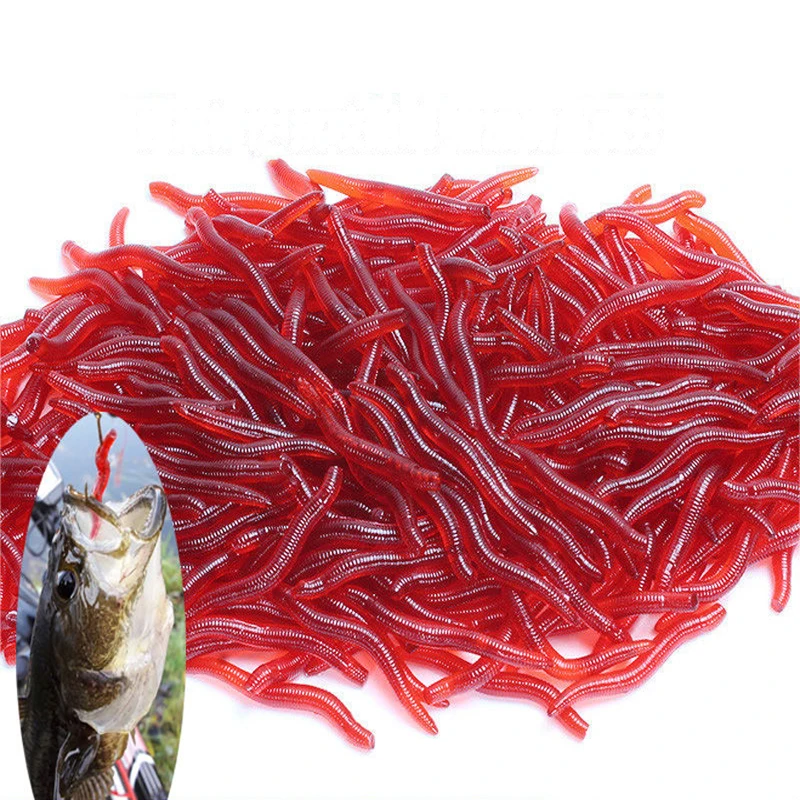 100 шт. искусственные приманки 5 см красный червь 4 дождевой приманка с высокой