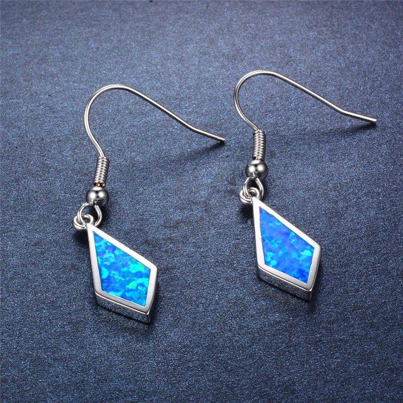 Милые женские большие геометрические Висячие серьги Бохо синие белые огненные