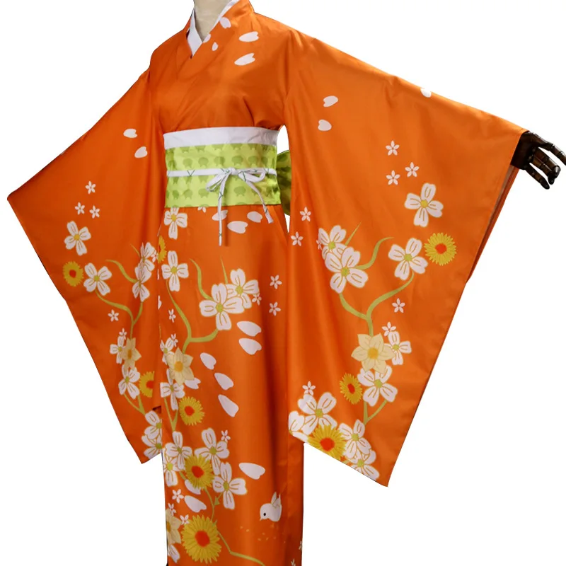 7 шт Hiyoko Saionji желтый костюм косплей парик Danganronpa до свидания танцовщица кимоно