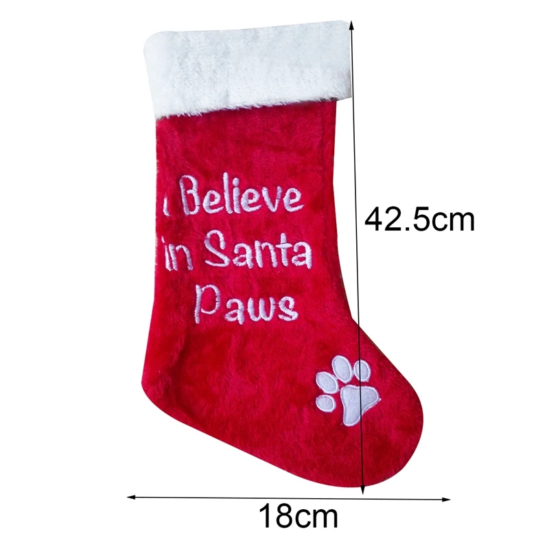 5Pcs Personalised Christmas Stocking Dog P-Aw Pattern Plaid Family Set Santa Sack Xmas Glitter Stockings | Дом и сад