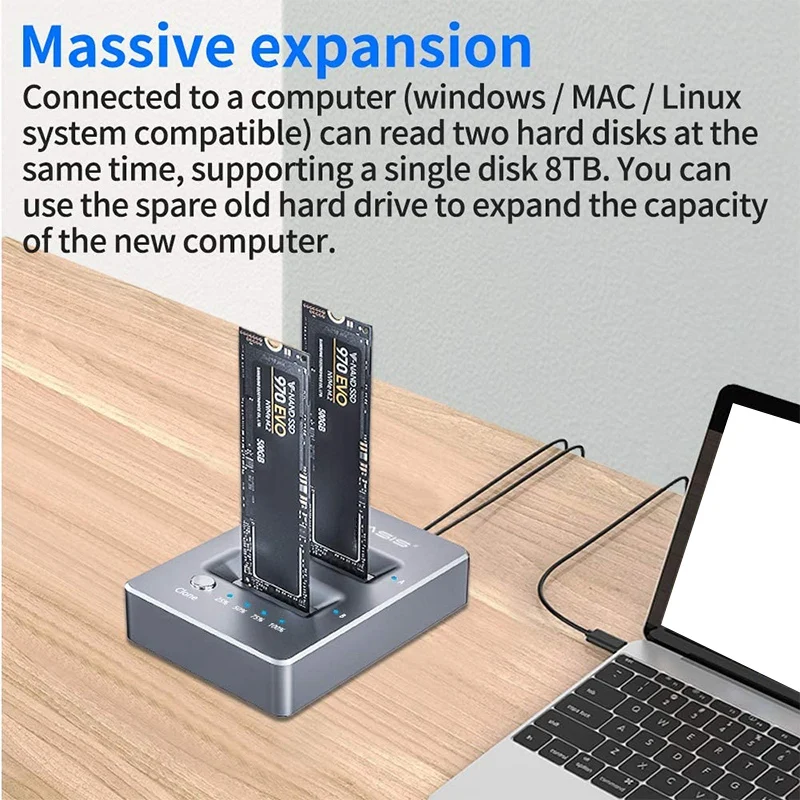 

ACASIS Typec USB 10G to NVME Docking Station for M2 SSD Key M, Support Offline Clone M.2 Nvme Duplicator and Auto Sleep Functio