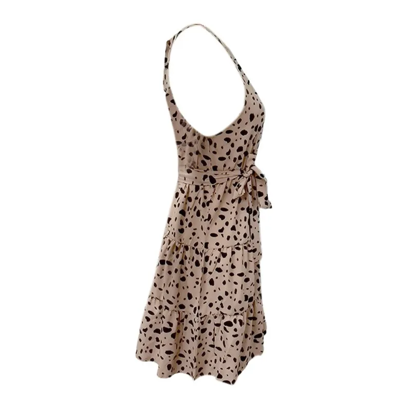 

Summer Mini Sleeveless Dress Polka Dot Print Casual Dresses Backless Sexy Halter Strapless Slim Dress Beach Clothes For Women
