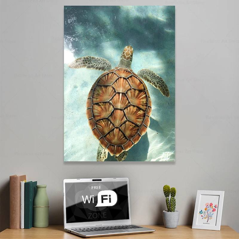 Картины с морскими звездами животные океана черепаха плавание под водой