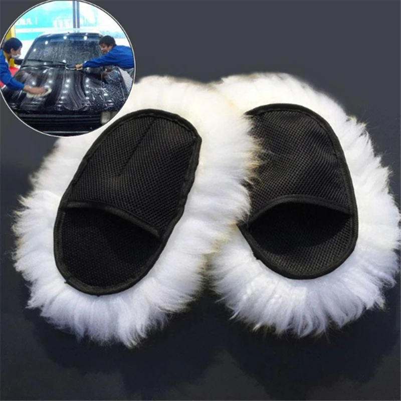 

Super Long Hair Breathability Mesh Paws Sheepskin Car Washing Cleaning Polishing Gloves Luxury Lamb Wool Glove