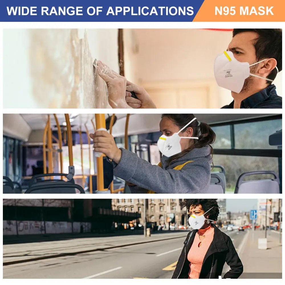 Маска N95 с сертификатом NIOSH 20 шт. дышащая защитная маска для лица Пылезащитная рта