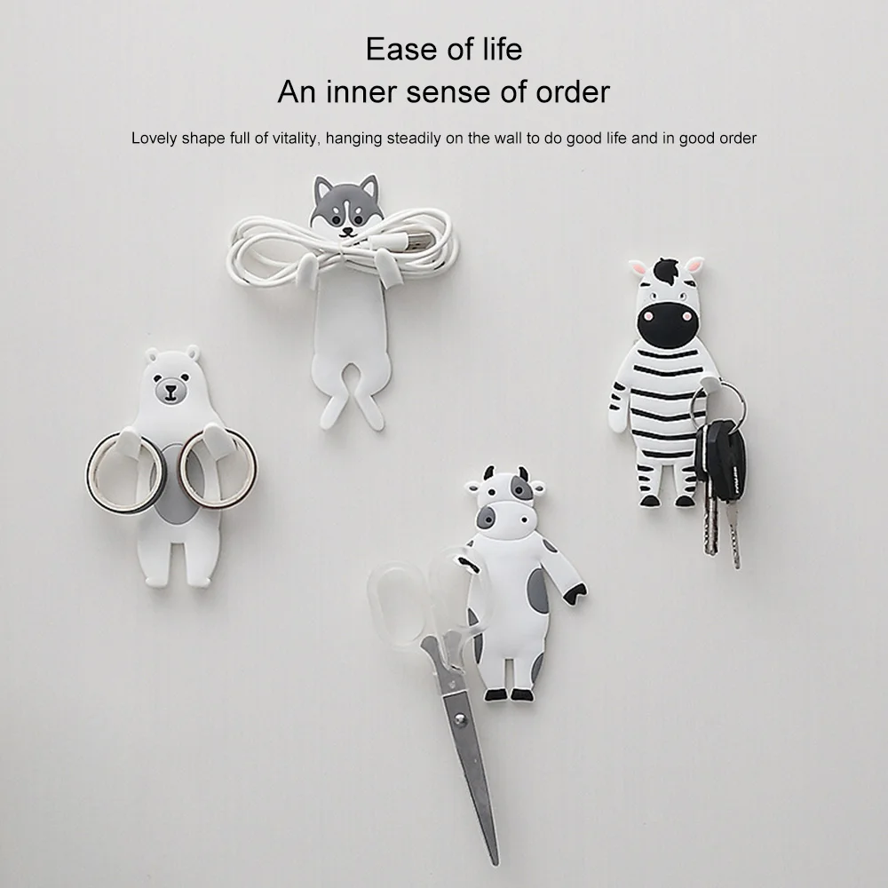 

Wall Hooks Punch Free Creative Cartoon Shape Lovely Decorative Bending Hook for Door Behind Kitchen Bedroom Supplies