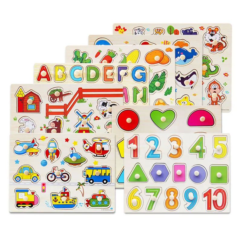 

Монтессори Деревянные головоломки рука поймет Панели игрушки игра-головоломка детские образовательные игрушки мультфильм автомобиль Жив...