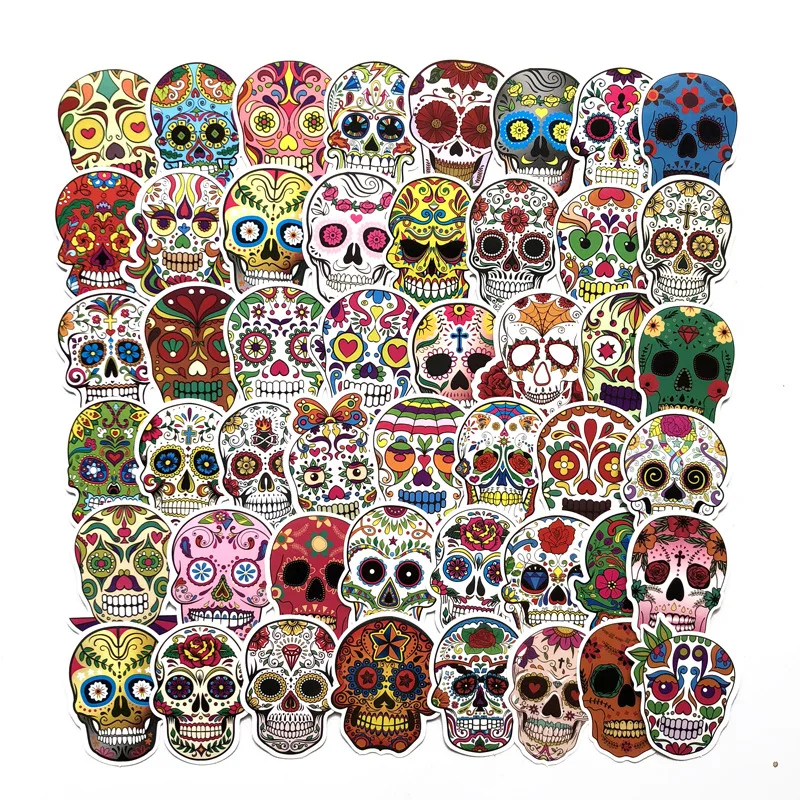 2 Styles Fantasy Horror Skull Spitfire Cartoon Cute Stickers For Suitcase Skateboard Laptop Toys Flash Waterproof Decals F4