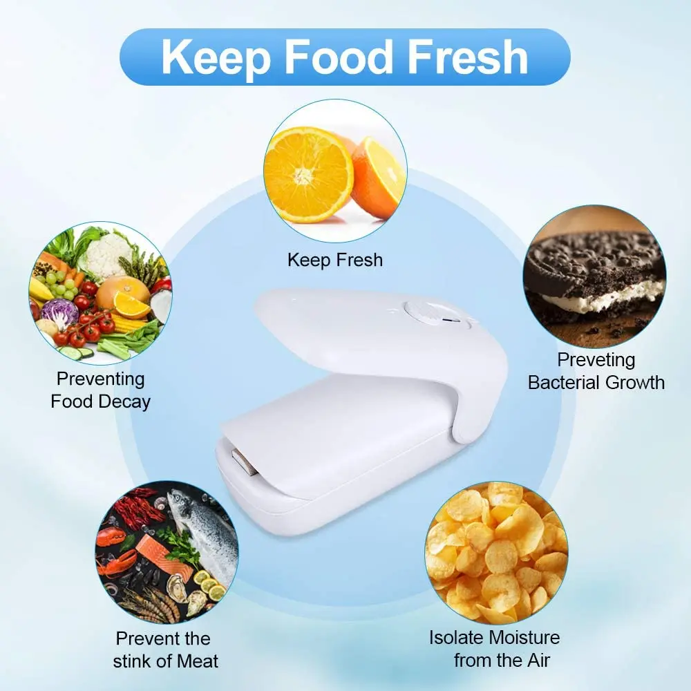 

Portable Mini Sealing Household Machine Heat Sealer Capper Food Saver For Plastic Bags Clip Ceramic Impulse Vacuum Bag Sealer