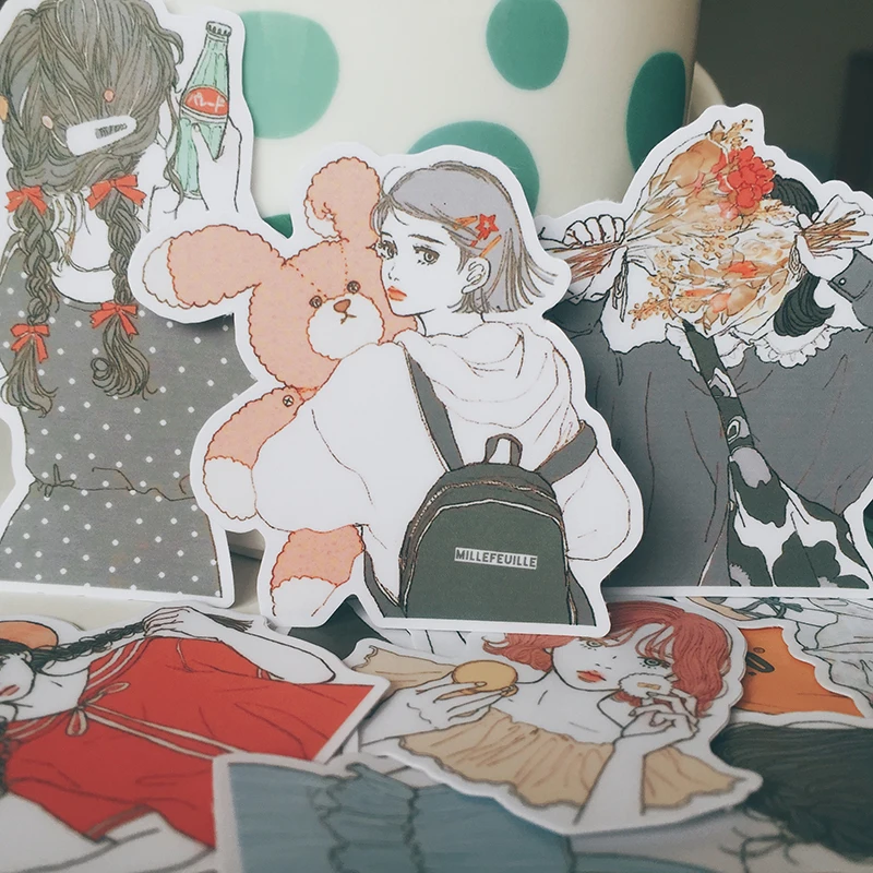 15 шт./пакет для кавайной девушки наклейки скрапбукинга DIY Ручная роспись Красивая