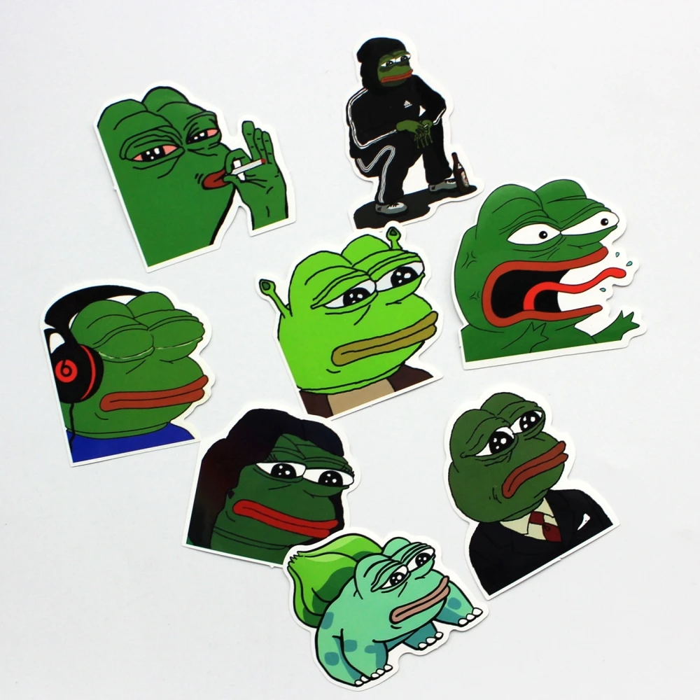 8 шт./лот Pepe Sad Лягушка забавная наклейка для автомобиля ноутбука багаж скейтборд
