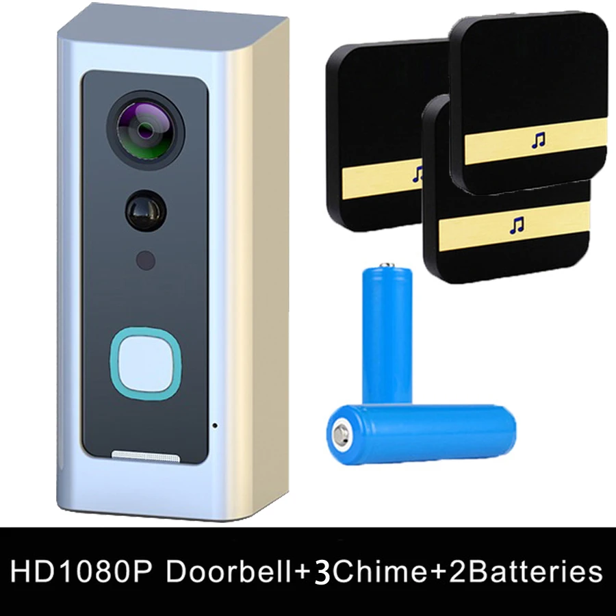 V1P-S-3in-BB Cdycam, новинка, HD 1080 P, Wifi, водонепроницаемый, видео дверной звонок, беспроводной, для дома, батареи, камера, двусторонняя, аудио, разговор, ночное видение, PIR, умная дверь - Цвет: V1P-S-3in-BB