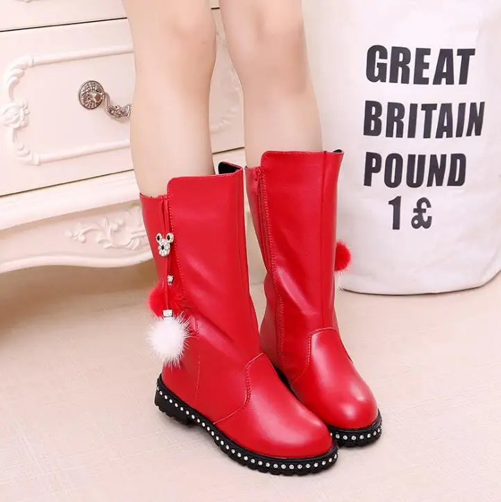 Fur Kids Snow Boots Winter Female Fashion Boots Girls Princess Knee-length  Boots Child Casual Sport Shoes Hot Sneakers